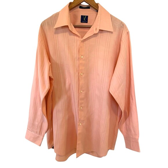 Van Heusen Modern Fit Shirt Button Front 17-17.5 (34-35) Cotton Blend Orange - Picture 1 of 7